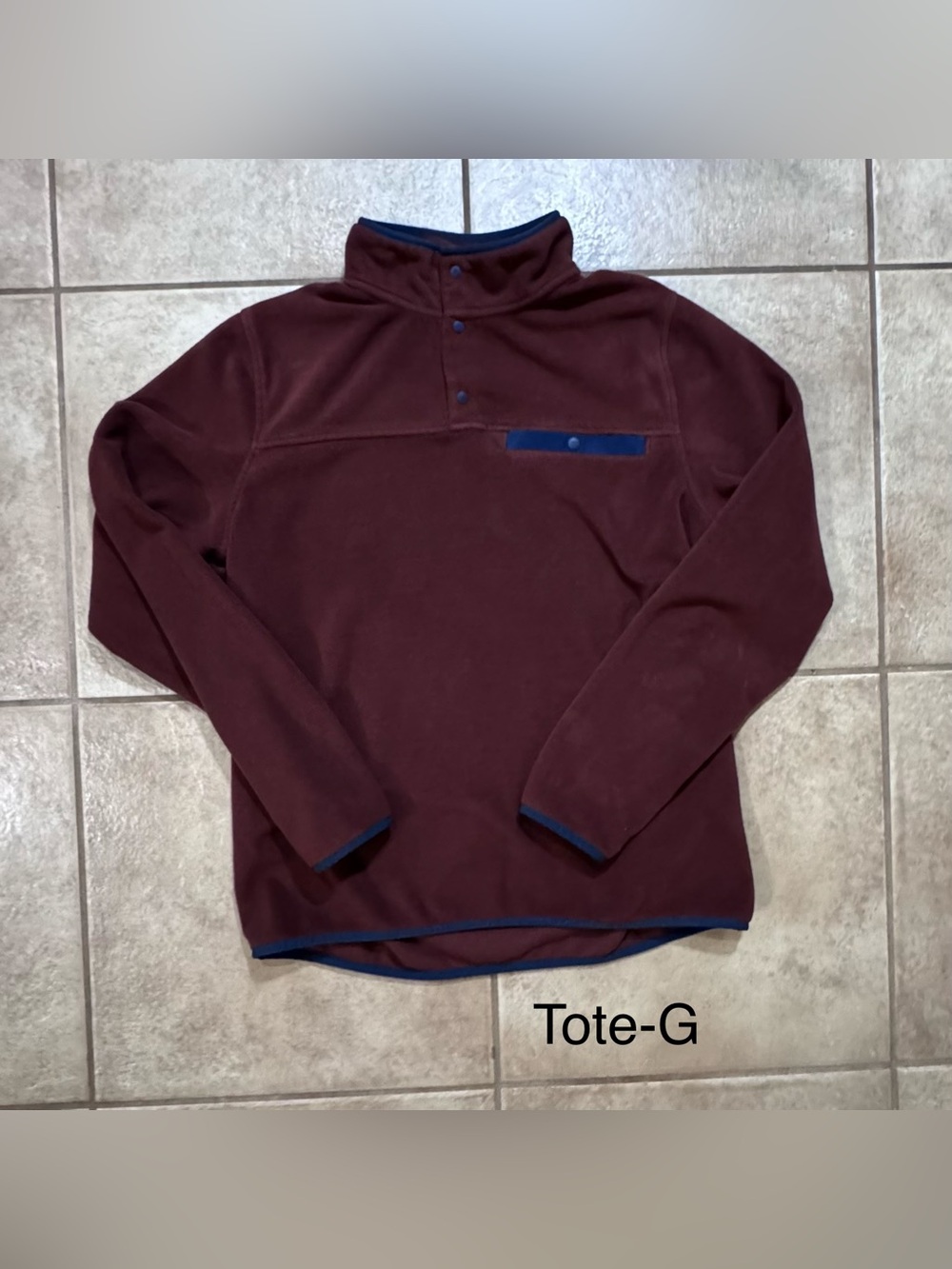 32 Degrees Maroon Quarter-Snap Fleece Pullover with Navy Trim